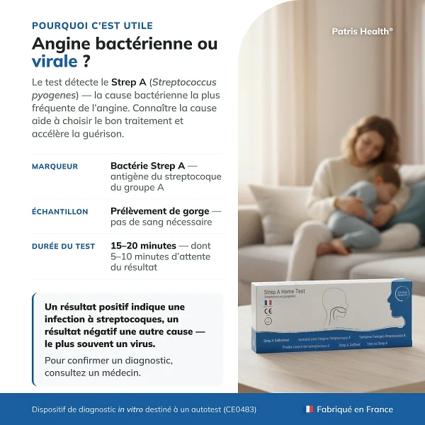 Autotest Streptocoque A comme premier contrôle en cas de suspicion de Strep A