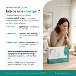 Présentation du Patris Health Autotest Allergie avec des informations sur son utilité, le marqueur, l’échantillon et la durée du test