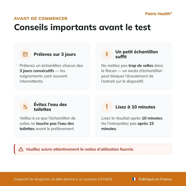 Conseils importants avant d utiliser le Patris Health Autotest FIT