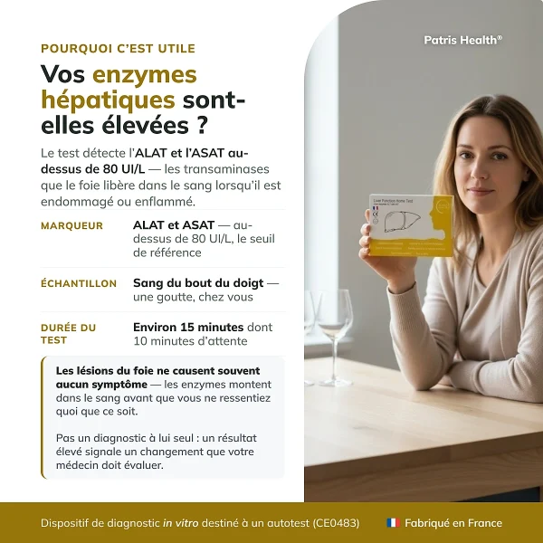 Presentation du Patris Health Autotest Fonction Hepatique avec les informations essentielles