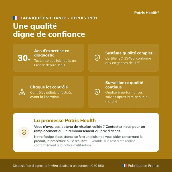 Qualité du Patris Health Autotest Helicobacter pylori fabriqué en France