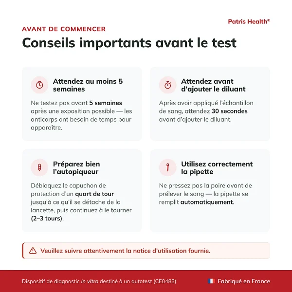 Patris Health Autotest Syphilis – conseils importants avant le test