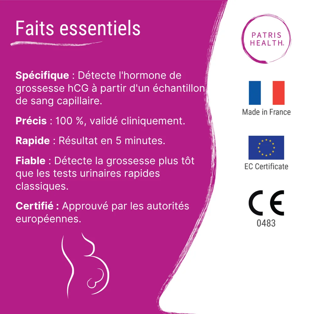 Faits essentiels du test sanguin hCG : rapidité, fiabilité et certification CE : rapide, fiable, fabriqué en France et certifié CE0483