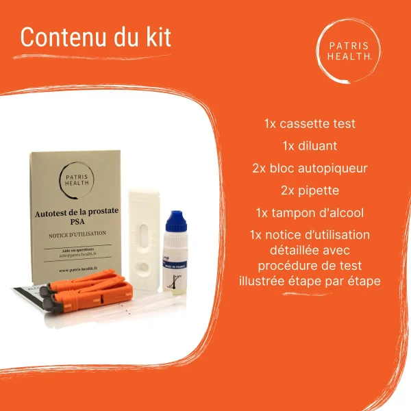 Contenu du kit autotest PSA – Patris Health