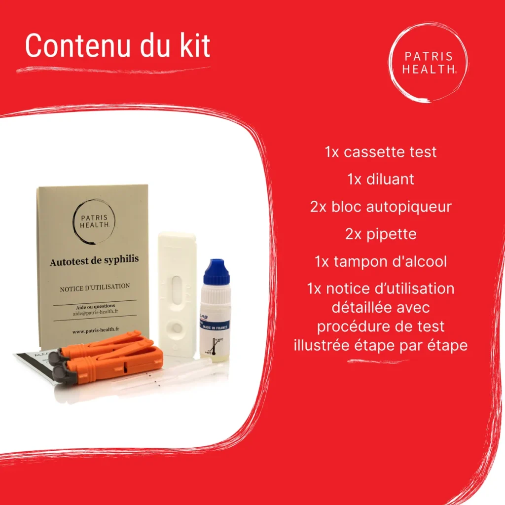 Contenu du kit autotest syphilis Patris Health