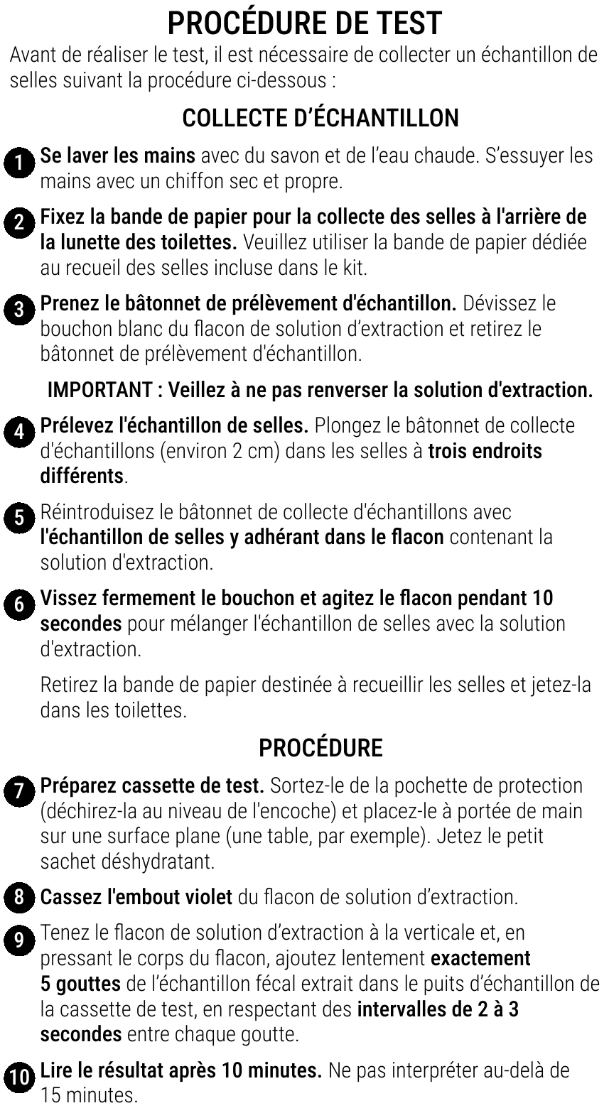 Notice d’utilisation de l’Autotest de calprotectine Patris Health – la procédure de test