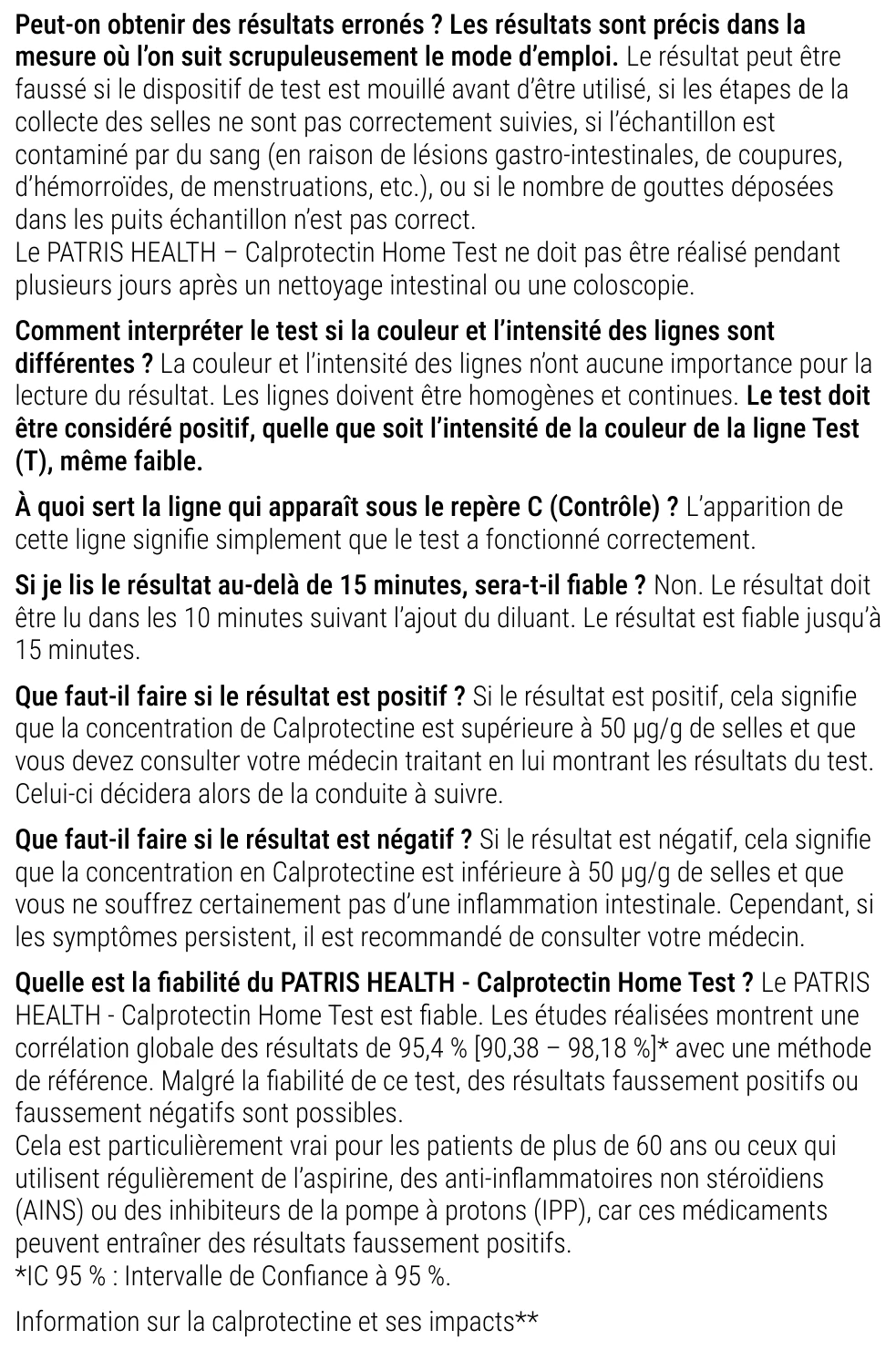 Notice d’utilisation de l’Autotest de calprotectine Patris Health – à propos du test, questions et réponses (partie 2)