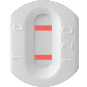 Résultat positif du test de calprotectine – deux lignes rouges, sous les repères C et T