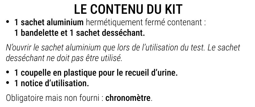 Notice d’utilisation de l’Autotest de la fonction rénale Patris Health – le contenu du kit