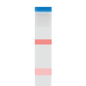 Résultat positif – la coloration de la bande contrôle (C) est plus forte que celle de la bande test (T)