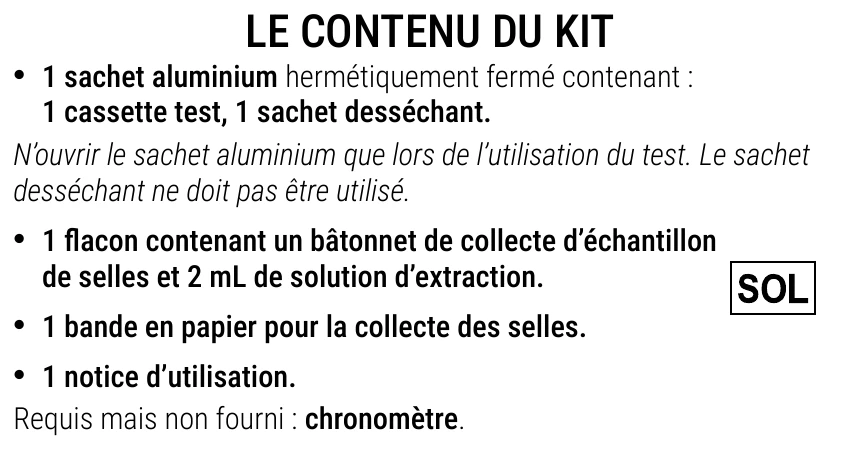 Notice d’utilisation de l’Autotest de rotavirus et adénovirus Patris Health – le contenu du kit